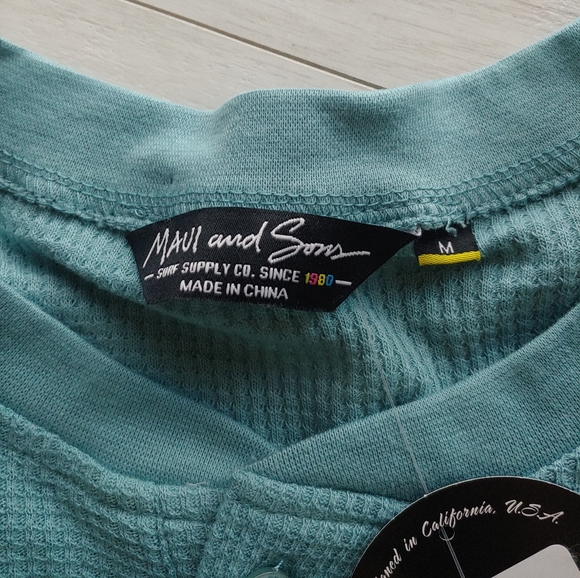 MAUI and Sons NEW Waffle Knit Henley Deep Ocean - Picture 7 of 8